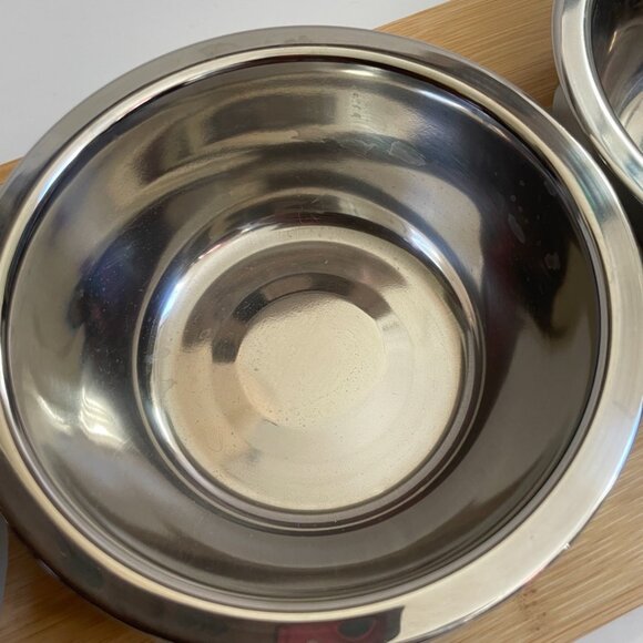 3-Bowl Stainless Steel & Bamboo Stand Set - Picture 5 of 9